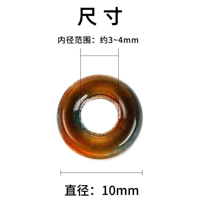 Wholesale 50pcs 10mm Glass Colorful Circle Large Hole Beads Glass Beads Spacer Beads Spacer